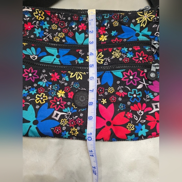 Kipling Floral Crossbody Bag Black Multicolor Floral With Monkey - Picture 7 of 8